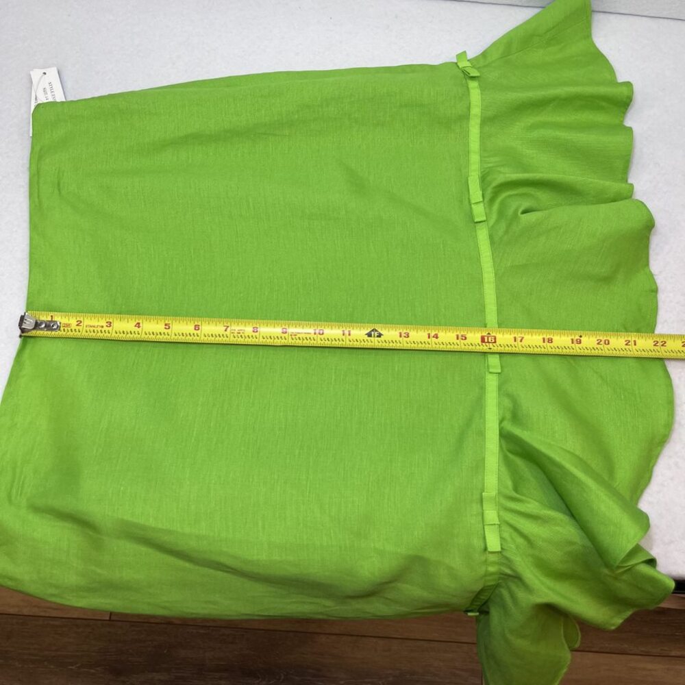 Larry Levine A-line flirty flowy bottom linen blend green skirt womens 14 NWT - Picture 13 of 13